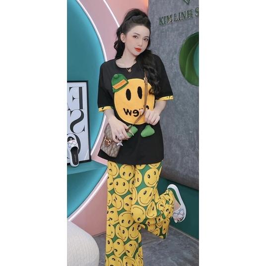Set Bộ Mặc Nhà, Quần ống suông, áo thêu, hình thật trải sàn, Freesize 40-55kg, tuỳ chiều cao