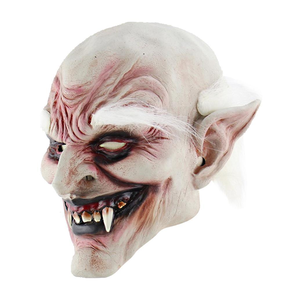 Halloween Costume Mask Full Head White Hai