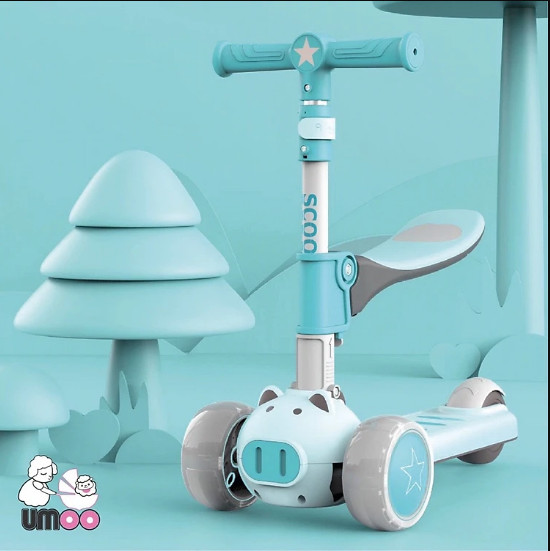 Xe trượt chòi chân Scooter Umoo cho bé 1-5 tuổi nâng hạ độ cao, bánh xe có đèn phát sáng