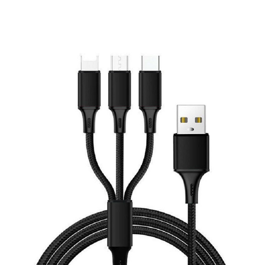 Cáp Sạc Nhanh 3 Trong 1 đa năng _Lightning_Micro USB_Type C Dây Dù Siêu Bền