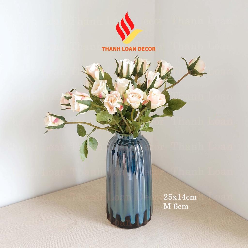 Bình hoa gốm sứ Bát Tràng trang trí phòng khách cỡ trung cao 25 cm - 32 cm - Men xanh hỏa biến