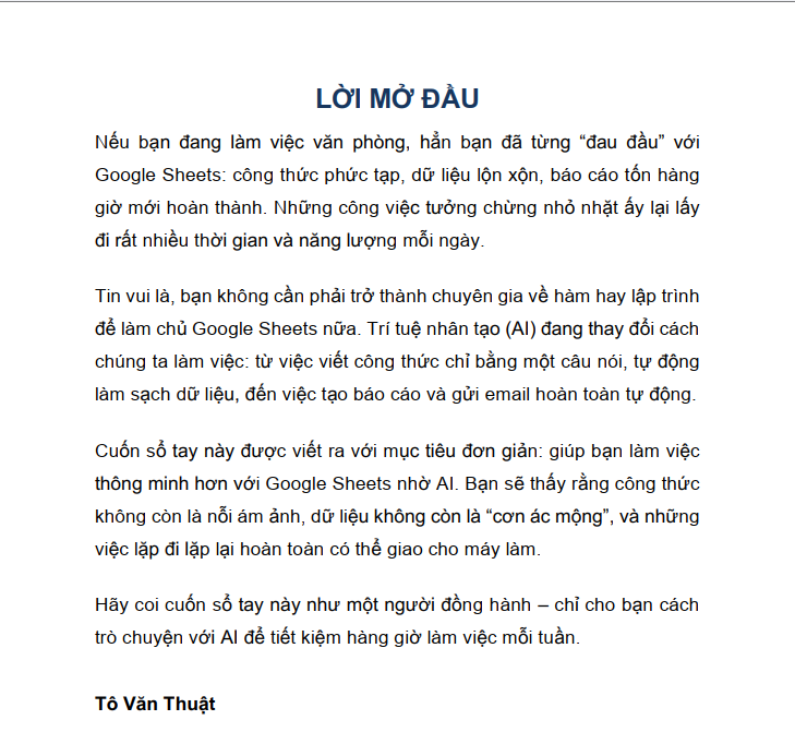 Sách Sổ tay AI &amp; Google sheets - Từ công thức đơn giản đến tự động hóa toàn diện