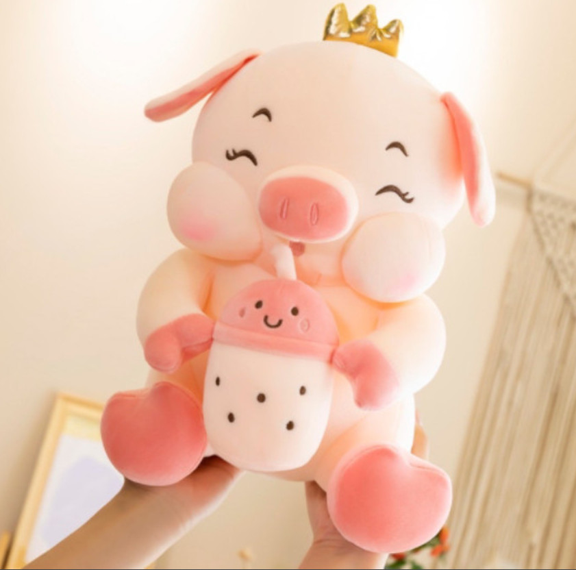 Heo bông ôm trà sữa 60cm