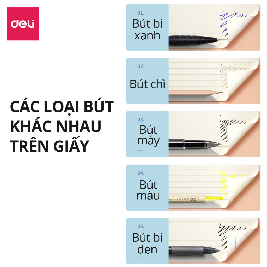 Sổ Lò Xo Gáy Xoắn A6/A5/B5 120 Trang Kẻ Ngang Thiết Kế Khuyết Còng Deli Dùng Ghi Chép, Làm Sổ Planner, Tập Vở Học Sinh Sổ Tay Ghi Chép