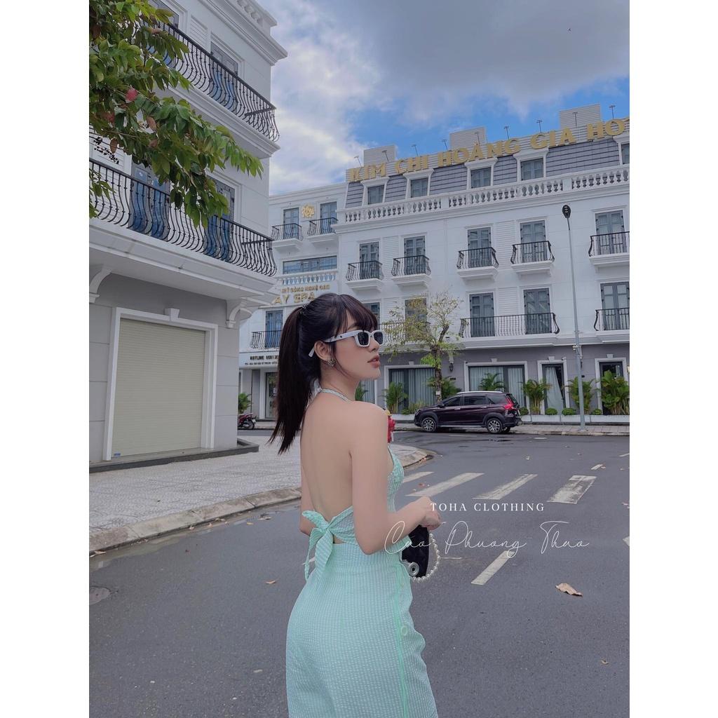 Sét Yếm Cổ Hở Lưng Quần Suông Điệu Đà Dễ Thương , Sang CHảnh Chất Cực Mát