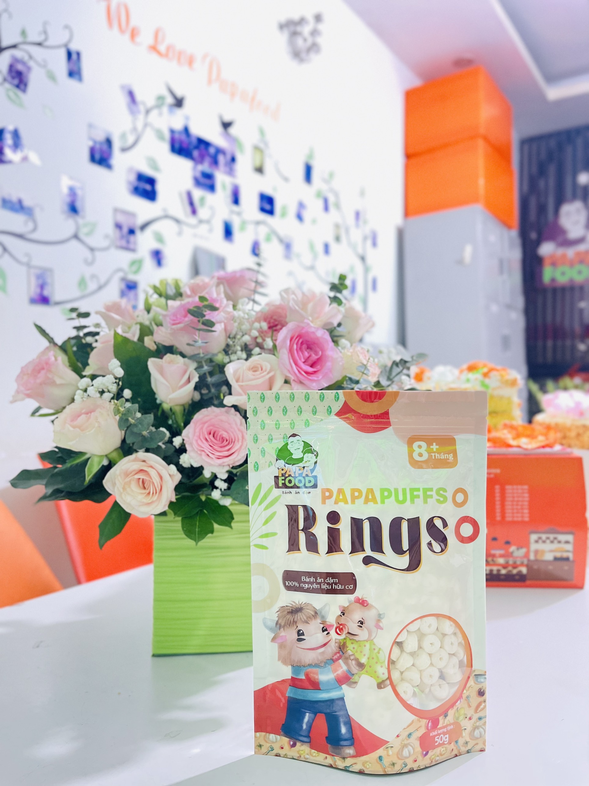 Bánh ăn dặm PAPAFOOD PAPAPUFFS RINGS - 100% Nguyên Liệu Hữu Cơ - Gói 50G