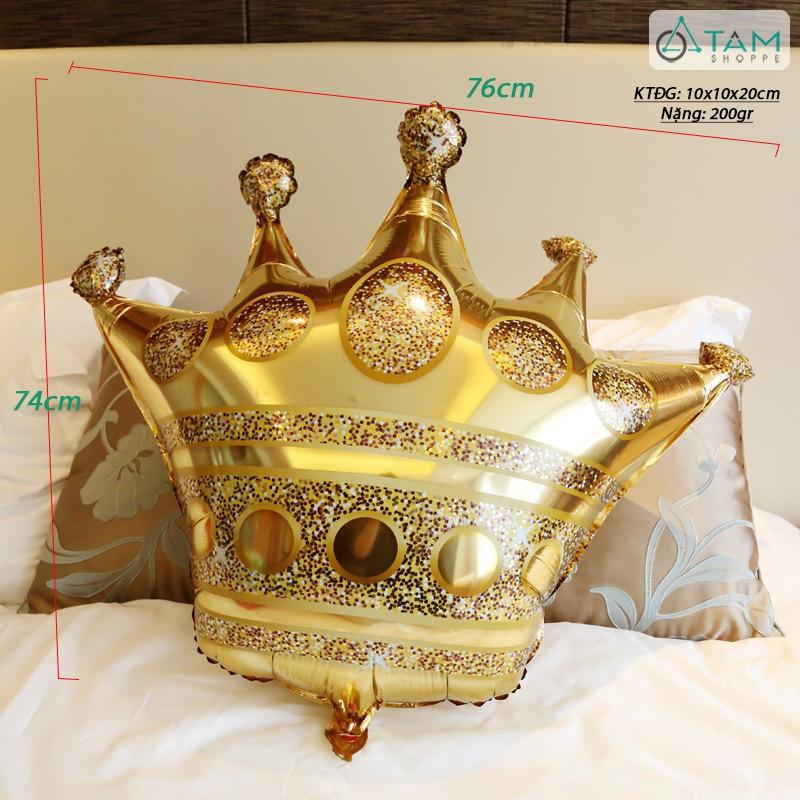 SET 2 Bong bóng trang trí hình vương miệng Hoàng gia Vàng Gold