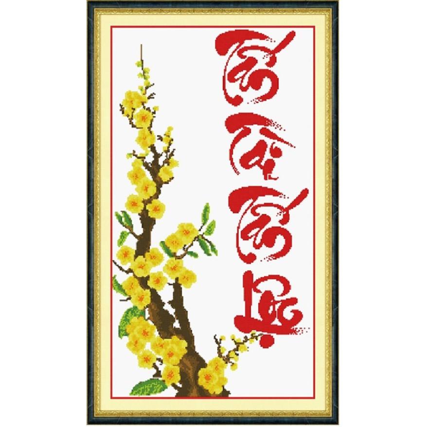 Tranh thêu chữ thập Tấn Tài Tấn Lộc DLH-222294