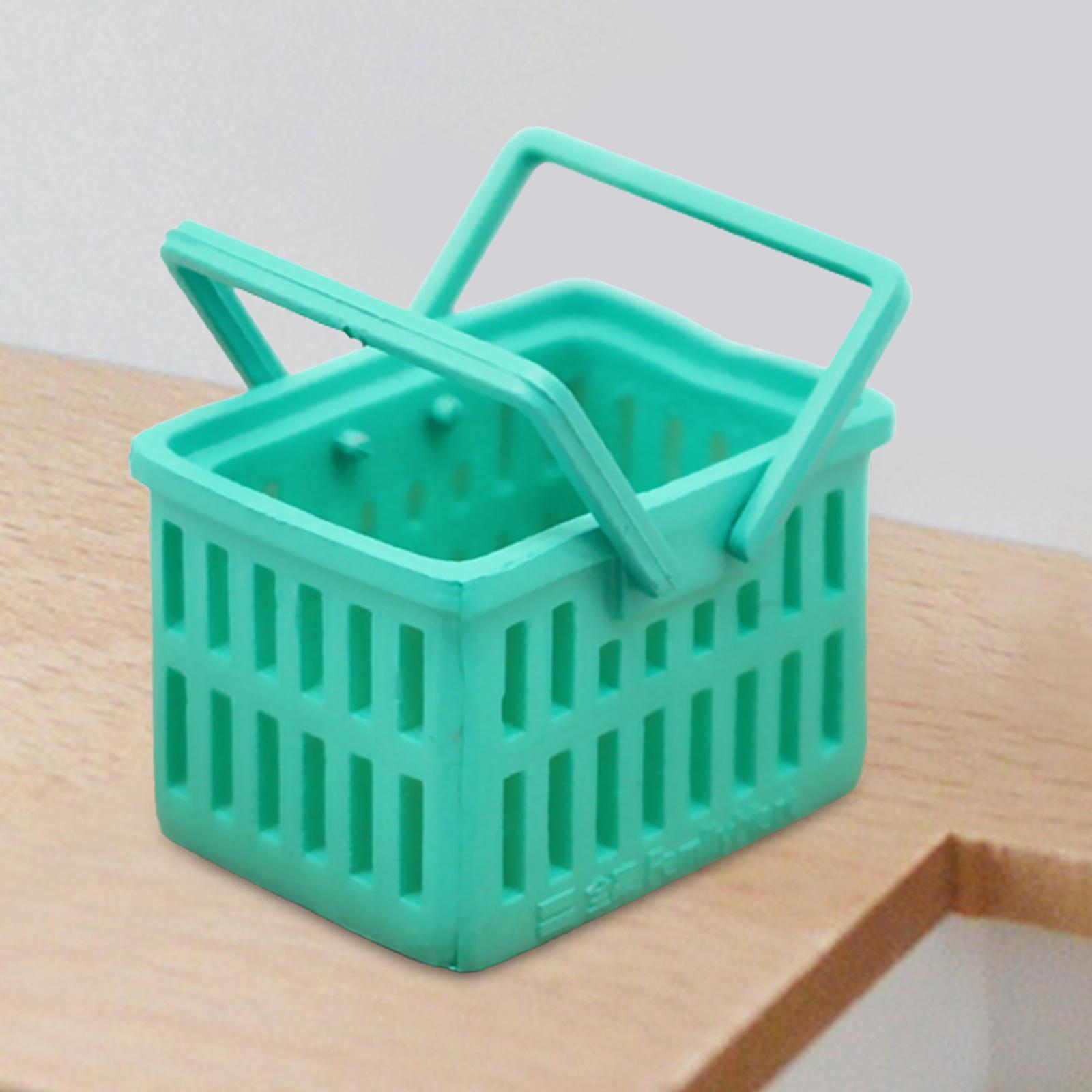 Dollhouse Miniature Shopping Baskets Mini Supermarket Basket Model for Green