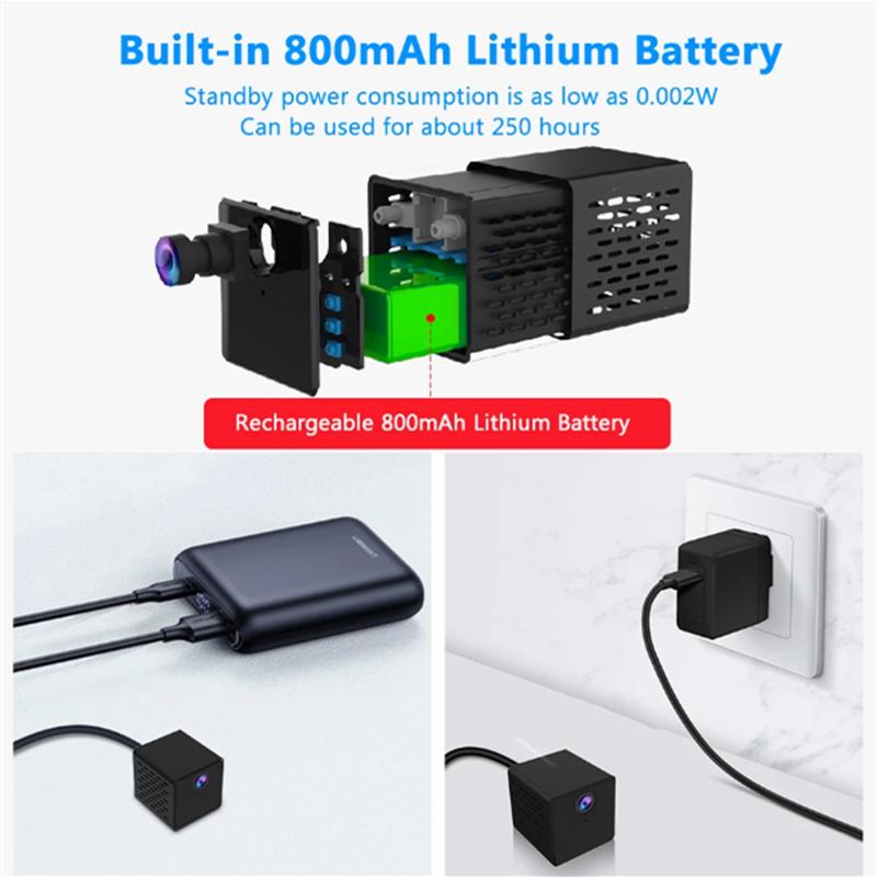 Camera wifi mini với pin 3MP 1080p bảo mật không dây máy quay phim vi mô ban đêm