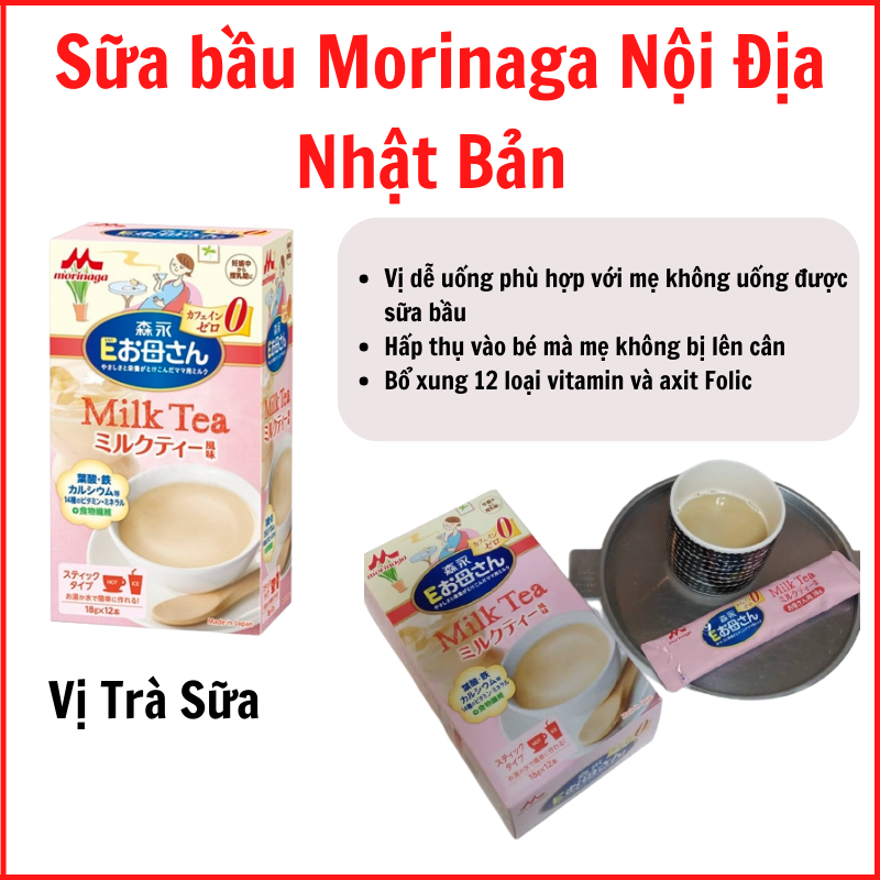 Bộ 2 hộp sữa bầu Morinaga hương vị trà sữa thơm ngọt an toàn Nội địa Nhật Bản