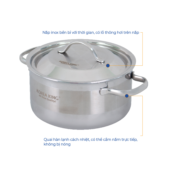 KP-20S5PLY Nồi inox 5 lớp đáy liền Korea King -Hàng chính hãng