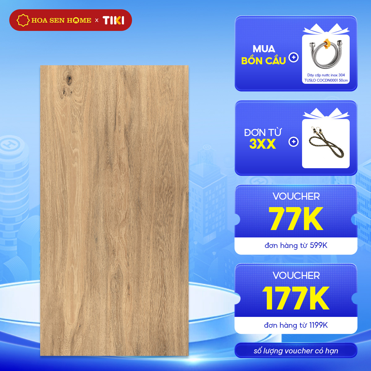 Gạch men lát nền LUSTRA INSPA0601200032 loại gạch granite vân gỗ tự nhiên, độ dày 9.4mm, gạch 1 face, kích thước 600mmx1200mm, thùng 2 viên - Hàng chính hãng