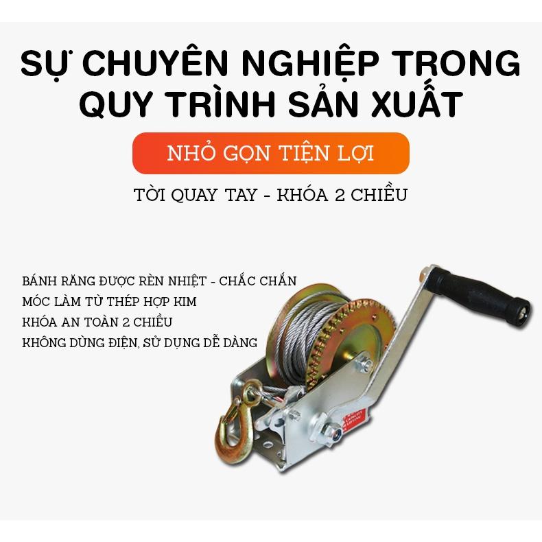 Tời Quay Tay 600lbs Bánh Răng Đồng Tải Trọng 272 Kg, Cáp 8M