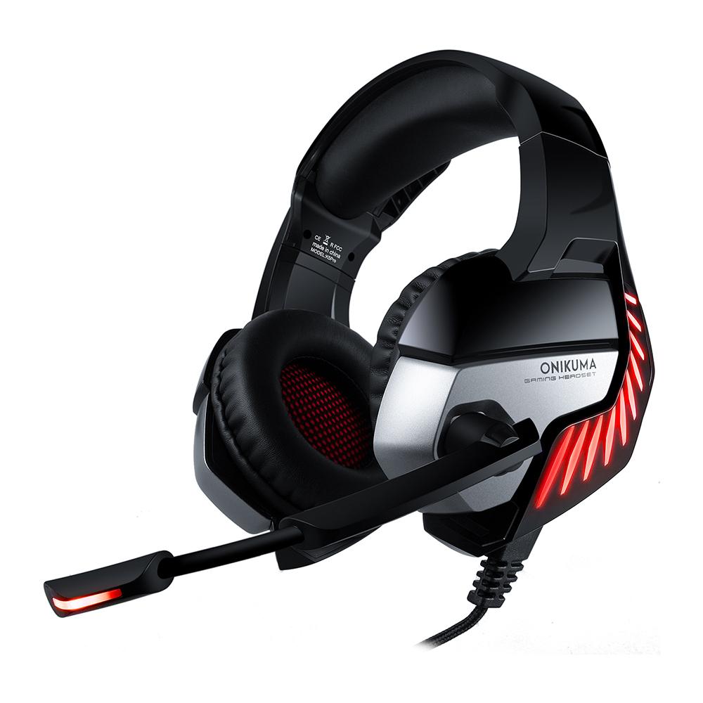 Tai nghe có dây ONIKUMA K5 PRO dùng để chơi game với Bộ điều khiển 50mm Micrô có thể điều chỉnh Chất lượng âm thanh HiFi - Màu đỏ
