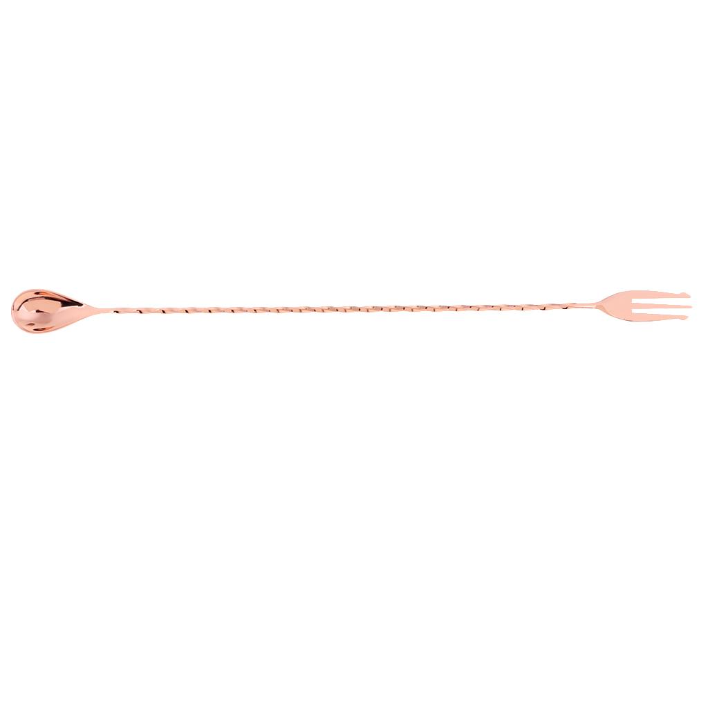 Stainless Steel Bar Cocktail Spoon Long Fine Thread Handle Mixing Spoon with Fork