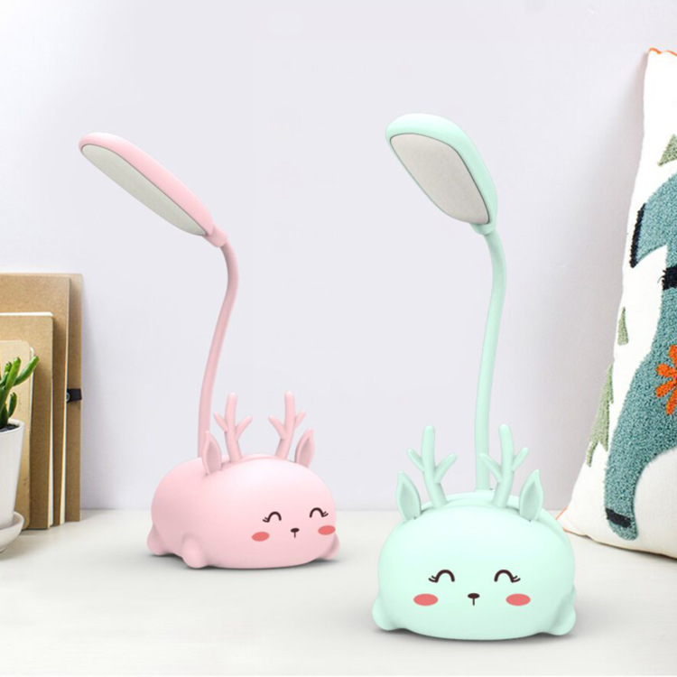 Đèn led để bàn sạc usb hình thú dễ thương - Hươu - Trắng