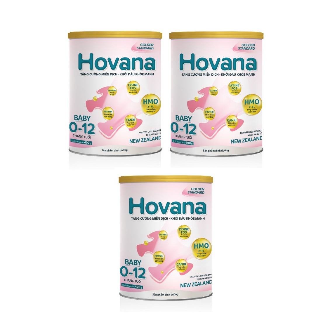 Bộ 12 Lon Sữa bột Hovana Baby hỗ trợ tiêu hóa cho bé từ 0 đến 12 tháng 400gr