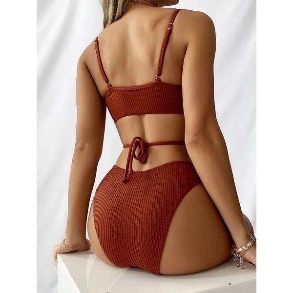Đồ bơi nữ, bikini sexy 1 mảnh liền thân tôn dáng 2 dây buộc eo Ne