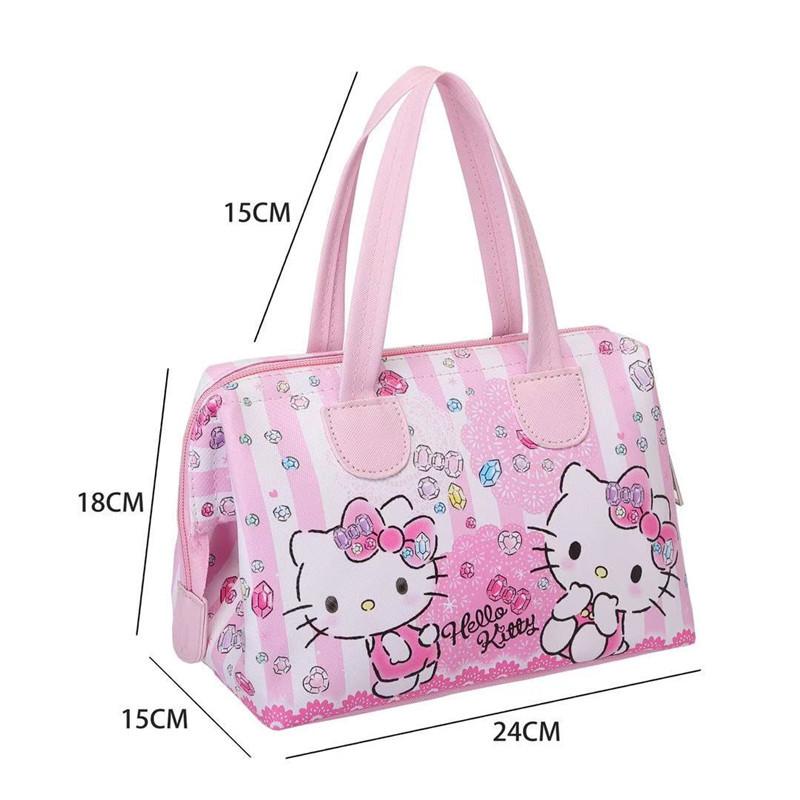 Dễ Thương Hello Kitty Hồng Nữ Tính Da Chống Thấm Nước Túi Đựng Đồ Ăn Trưa PU Sinh Viên Di Động Túi Đựng Hộp Cơm Trưa Túi Xách Túi Nhỏ Túi Bảo Quản