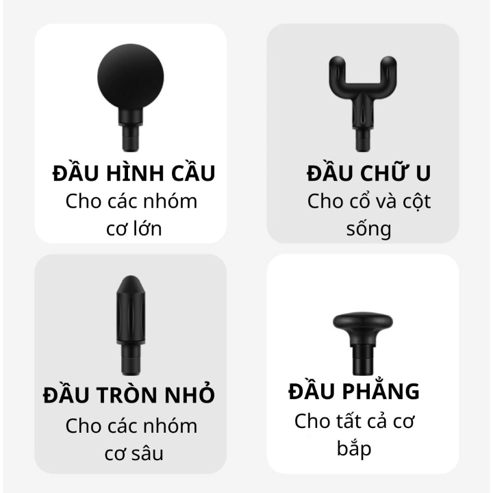 Máy mát xa massage mini đa năng cầm tay 6 chế độ tặng kèm 4 đầu massage