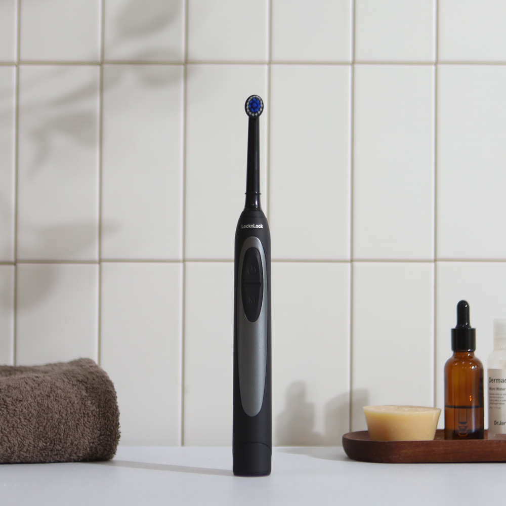 Bàn chải đánh răng điện LocknLock Smart oscillating electric toothbrush ENR626BLK - 3 chế độ, đế sạc cảm ứng, chống nước - Màu đen - Hàng Chính Hãng