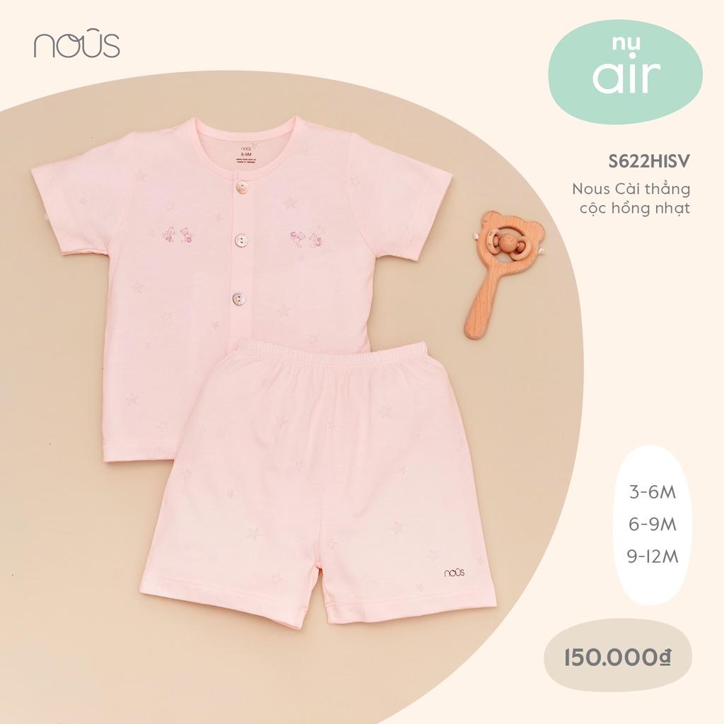 Bộ Quần Áo Cộc Cài Thẳng Nous Màu Hồng Xanh Nhạt - Chất Liệu Nu Petit Mềm Nhẹ (Size Từ 3-6 Tháng Đến 9-12 Tháng)