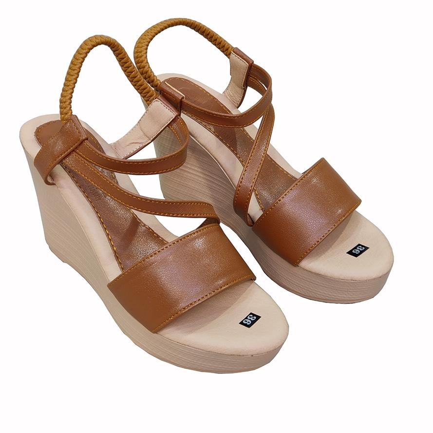 Giày Sandal Nữ Đế Xuồng HÀ NAM Da Bò Thật Thời Trang Cao Cấp 9cm DNU2158