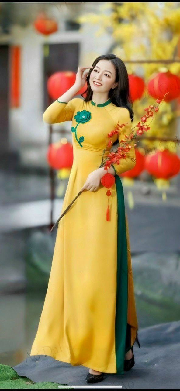 ÁO DÀI ĐÍNH HOÁ DUYÊN DÁNG