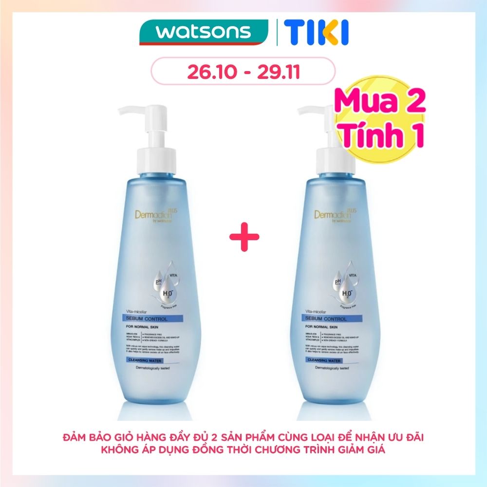 Nước Tẩy Trang Dermaction Plus By Watsons Vita-Micellar Sebum Control Cleansing Water 250ml