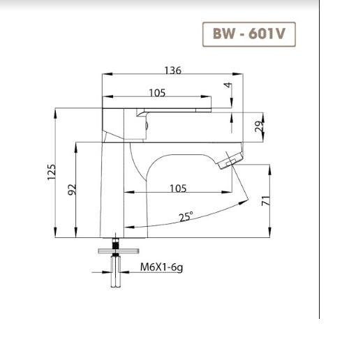 Vòi lavabo nóng lạnh Basic S BW-601V (bao gồm bộ xả nhấn và dây cấp nước)