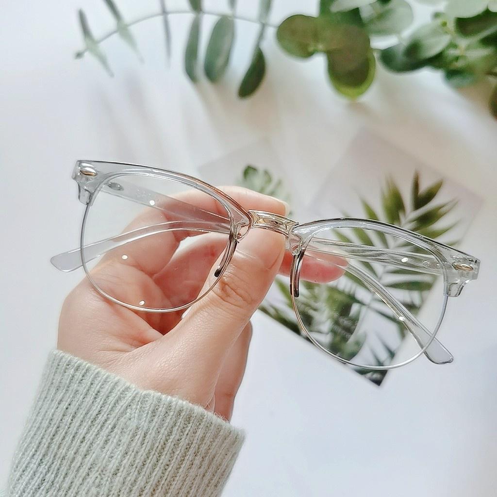 Mắt kính giả cận nửa viền chống tia UV400 phong cách cổ điển thời trang Hàn Quốc mã KS7
