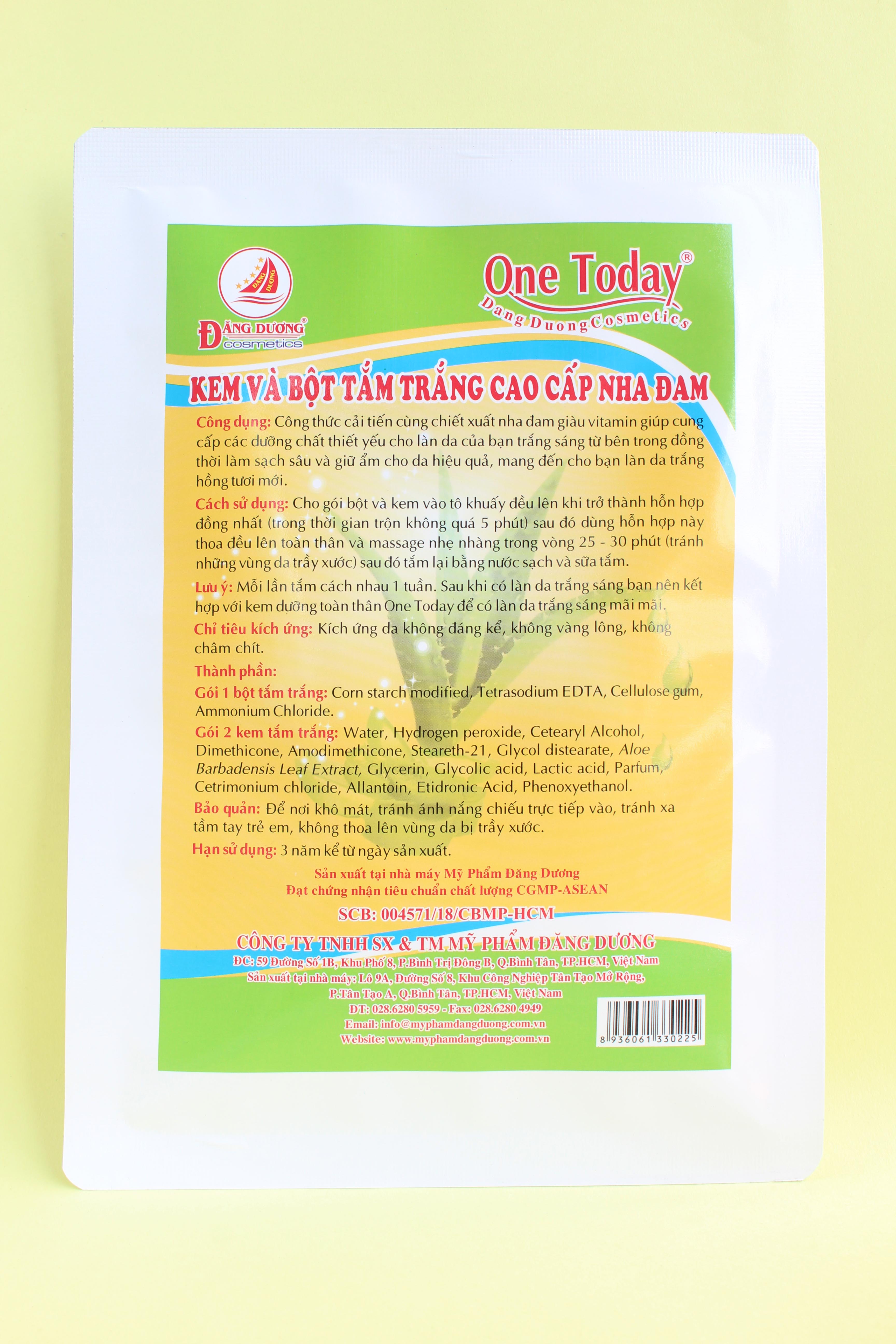 ONE TODAY - KEM VÀ BỘT TẮM TRẮNG CAO CẤP NHA ĐAM - 125g