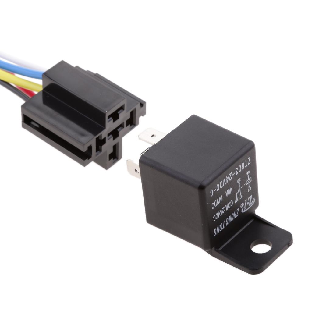3pcs 24V 40A 5 Pin Terminal SPDT Relay Power Switch With Pre-wired Harness