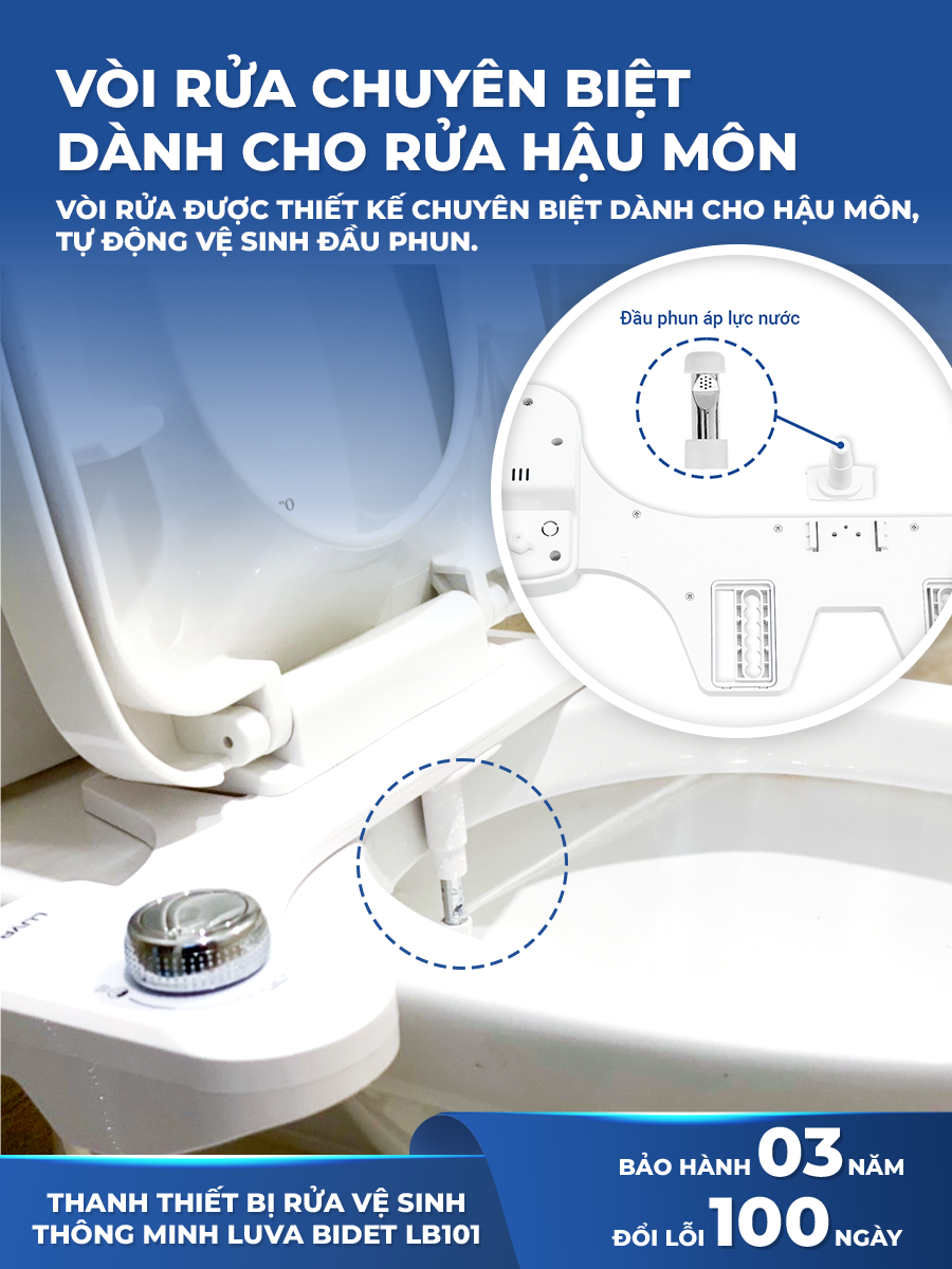 Thiết Bị Vòi Rửa Thông Minh Phiên Bản Tiết Kiệm LUVA Bidet LB101