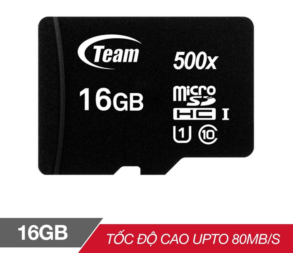 Thẻ nhớ 16gb micro SDHC CL10_U1 500X Team Adapter (Đen) – Hàng Chính Hãng