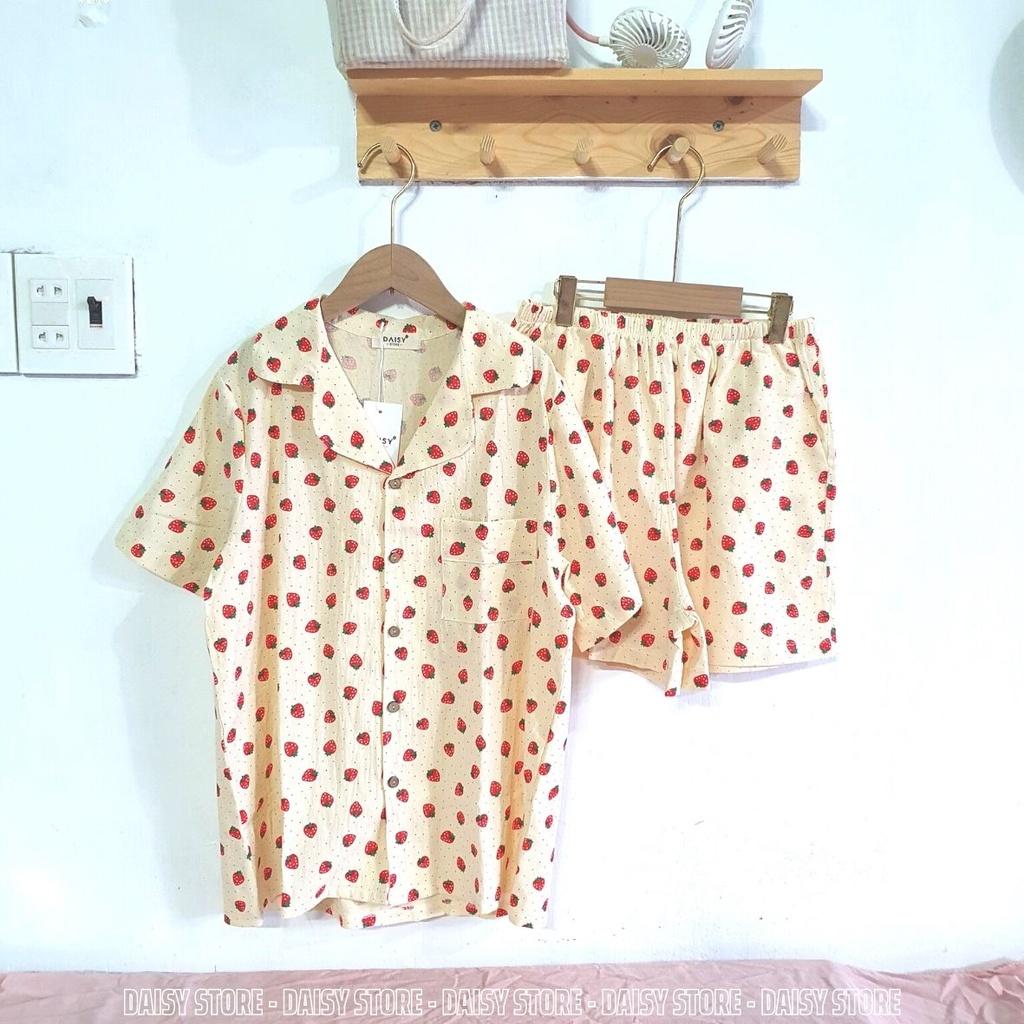 Pyjama đùi thô đũi dâu