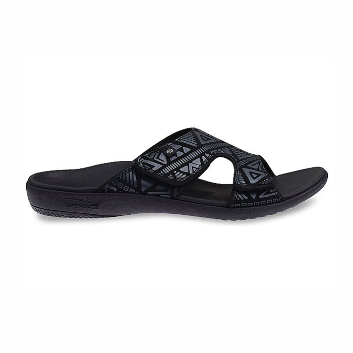 Dép sức khỏe nam Spenco Kholo Tribal Black - Dép quai ngang nam cho bàn chân bẹt, bàn chân vòm thấp