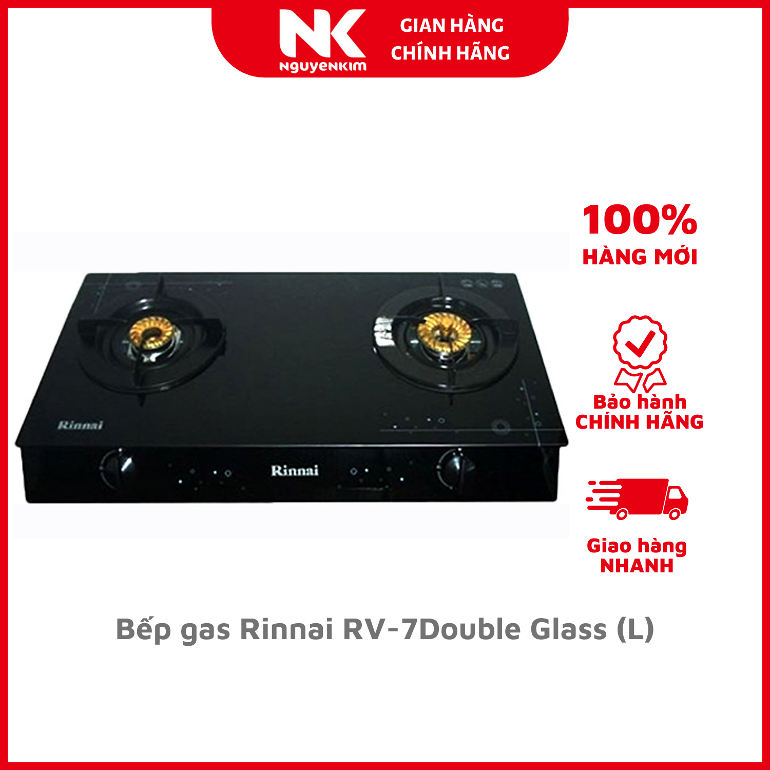 Bếp gas Rinnai RV-7Double Glass (L) - Hàng chính hãng