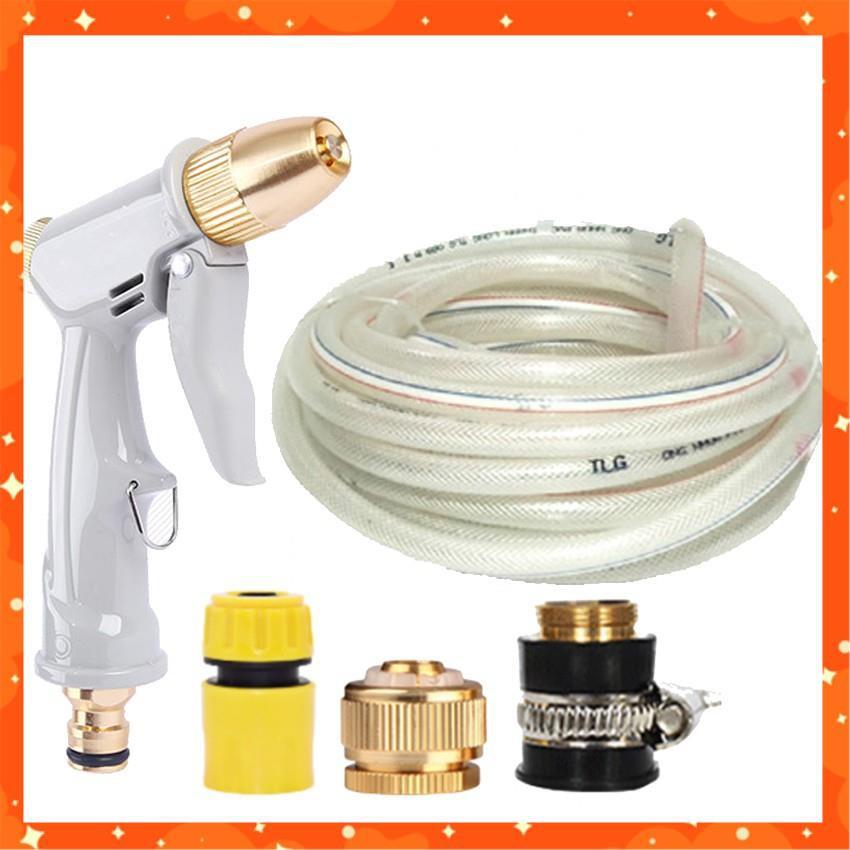 Bộ dây vòi xịt nước tưới cây rửa xe,tăng áp 3 lần, loại 3-5m 206846