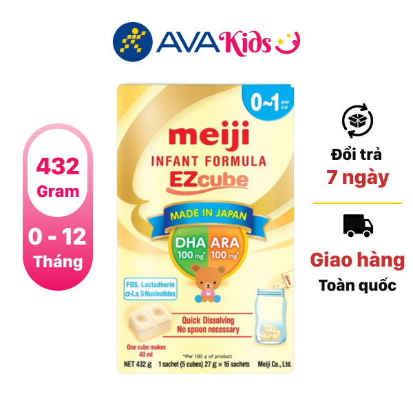 Sữa bột Meiji Infant Formula Ezcube hộp 432g