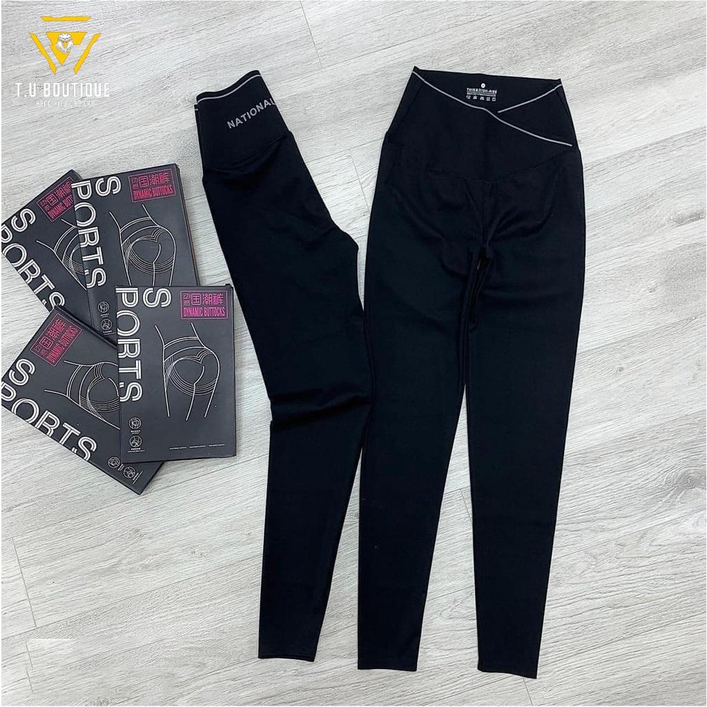 Quần legging nữ dài cạp chéo nâng mông chất liệu Umi Hàn co giãn 4 chiều H2