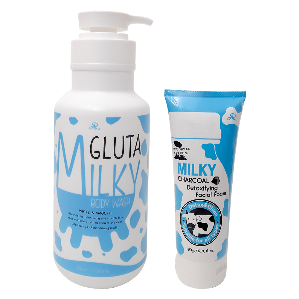 Sữa Tắm Bò GLUTA MILKY Tặng Kèm Sữa Rửa Mặt THÁI LAN