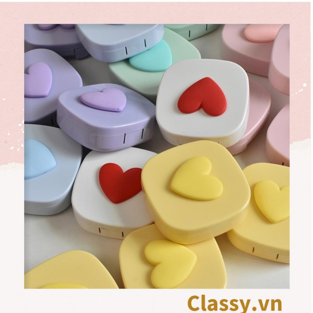 Hộp đựng kính áp tròng Classy tông màu pastel nhẹ nhàng, họa tiết trái tim PK1673 | Hộp đựng kính áp tròng