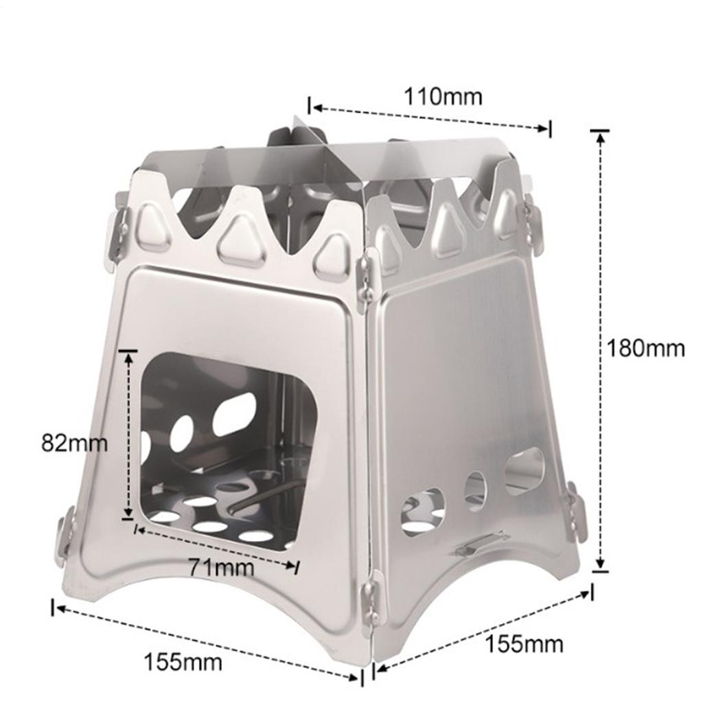 Portable Stainless Steel Camping Hiking Wood Stove Charcoal Burner L