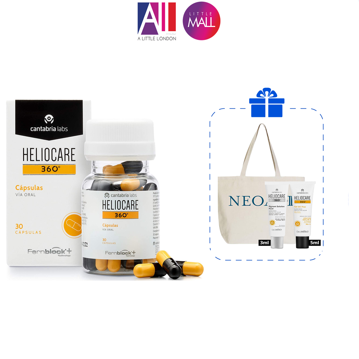 Viên uống chống nắng Heliocare 360° Oral 30 viên TẶNG Sample Heliocare