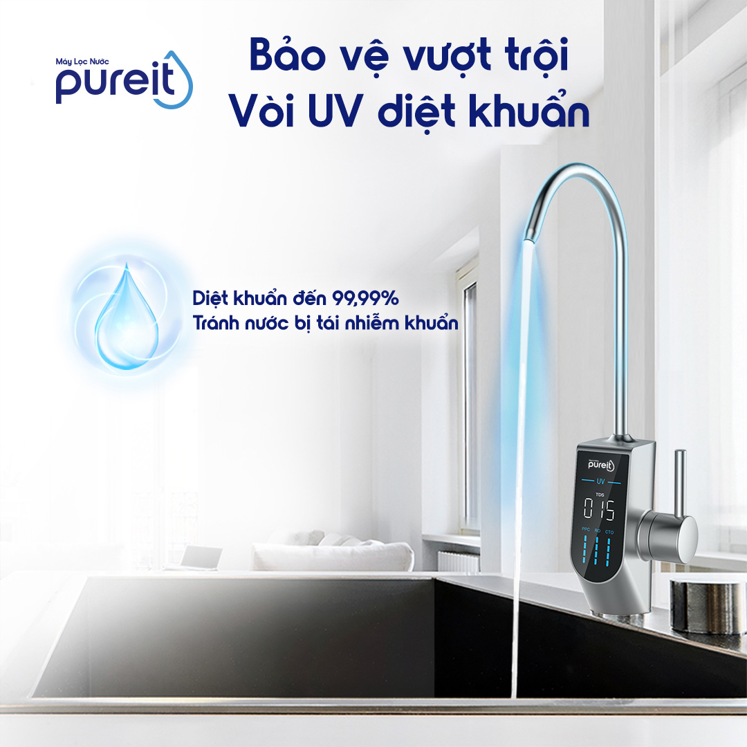[COMBO TIẾT KIỆM] Máy lọc nước Pureit Delica UR5840 và Lõi lọc CTO, Lõi lọc PGP - Hàng chính hãng