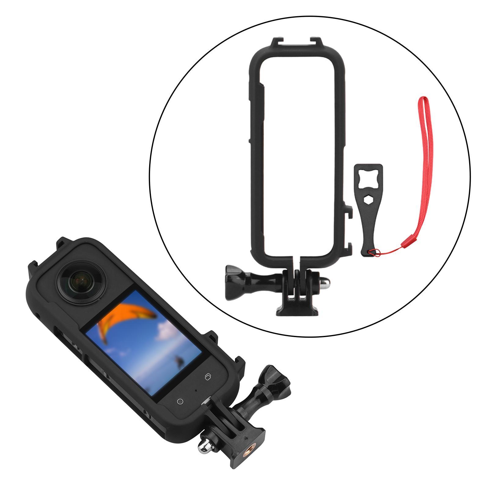 Durable Action Camera Protection Frame Housing Case with 1/4 Adapter Mount Drop Resistant Sports Camera Cage for One x3 Replacement
