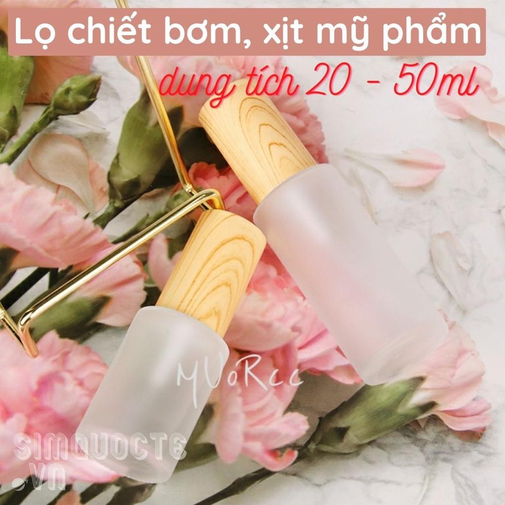 Lọ chiết mỹ phẩm thủy tinh nắp vân gỗ phong cách nhật bản