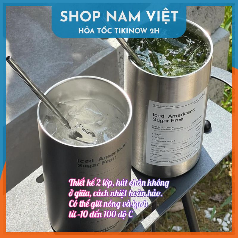 Ly Giữ Nhiệt Phong Cách Trẻ Trung, Chất Liệu Inox304, Giữ Nóng Lạnh, Kèm Ống Hút - Chính Hãng NAVIVU